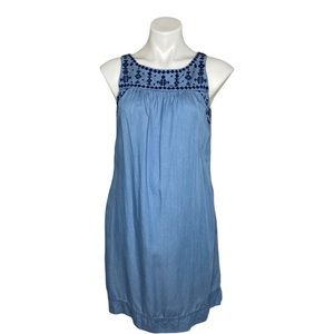 Crown & Ivy Embellished Chambray Dress Size Small